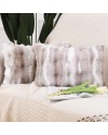 Madizz Lot de 2 Doux Peluche Laine Courte Toison Décoratif Housses de Coussin Luxe Style pour canapé Chambre Blanc crème 40 x 40