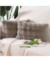 Madizz Lot de 2 Doux Peluche Laine Courte Toison Décoratif Housses de Coussin Luxe Style pour canapé Chambre Blanc crème 40 x 40