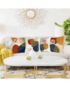 YCOLL Housse de Coussin 50 x 50 Lot de 4 Housse Coussin en Lin Coussin de Canapé Moderne Boho Coussin Canape Motif Abstrait