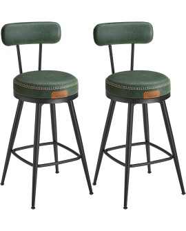 VASAGLE EKHO Collection - Tabouret de Bar, Lot de 2, Chaise de Cuisine, Siège Rembourré, PU avec Coutures, Style Moderne