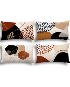 YCOLL Housse de Coussin 50 x 50 Lot de 4 Housse Coussin en Lin Coussin de Canapé Moderne Boho Coussin Canape Motif Abstrait