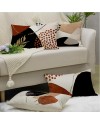 YCOLL Housse de Coussin 50 x 50 Lot de 4 Housse Coussin en Lin Coussin de Canapé Moderne Boho Coussin Canape Motif Abstrait