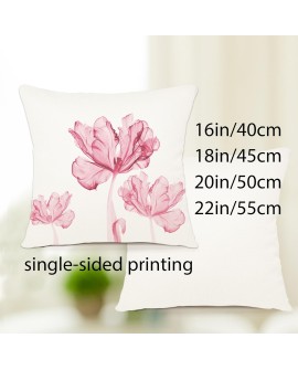 ZWJD Lot de 4 Housse Coussin 50x50 Florale Peinture à l'aquarelle Housses de Coussin Décoratives en Coton Lin Taie Oreiller de