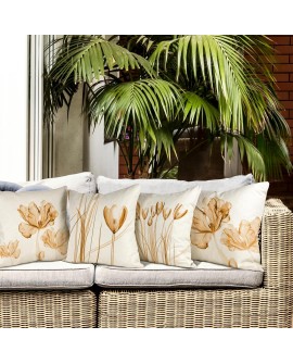 ZWJD Lot de 4 Housse Coussin 50x50 Florale Peinture à l'aquarelle Housses de Coussin Décoratives en Coton Lin Taie Oreiller de