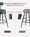 VASAGLE EKHO Collection - Tabouret de Bar, Lot de 2, Chaise de Cuisine, Siège Rembourré, PU avec Coutures, Style Moderne