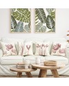 ZWJD Lot de 4 Housse Coussin 50x50 Florale Peinture à l'aquarelle Housses de Coussin Décoratives en Coton Lin Taie Oreiller de