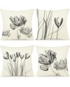 ZWJD Lot de 4 Housse Coussin 50x50 Florale Peinture à l'aquarelle Housses de Coussin Décoratives en Coton Lin Taie Oreiller de