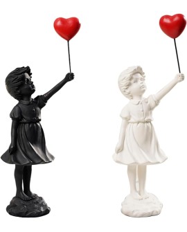 CHEYLIZI Statuette de Fille Volante en Ballon, décoration d'intérieur Art Moderne, Sculpture en résine, décoration Artisanale,