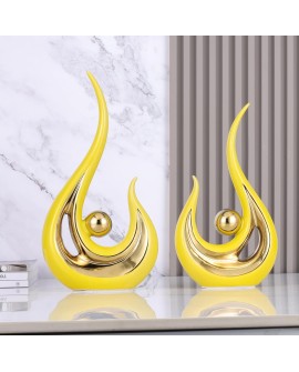 Accent Décor pour La Maison Blanc Et Or, Centre De Table Moderne De Style du Milieu du Siècle, Collections d'art Bureau, Statues