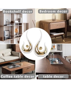 Accent Décor pour La Maison Blanc Et Or, Centre De Table Moderne De Style du Milieu du Siècle, Collections d'art Bureau, Statues