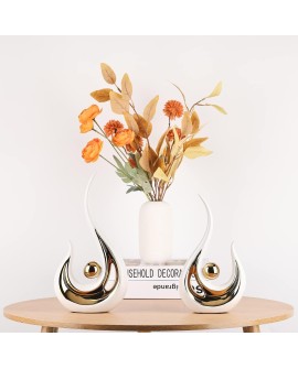 Accent Décor pour La Maison Blanc Et Or, Centre De Table Moderne De Style du Milieu du Siècle, Collections d'art Bureau, Statues