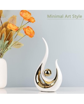 Accent Décor pour La Maison Blanc Et Or, Centre De Table Moderne De Style du Milieu du Siècle, Collections d'art Bureau, Statues