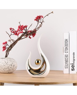 Accent Décor pour La Maison Blanc Et Or, Centre De Table Moderne De Style du Milieu du Siècle, Collections d'art Bureau, Statues