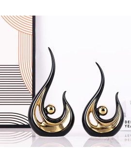 Accent Décor pour La Maison Blanc Et Or, Centre De Table Moderne De Style du Milieu du Siècle, Collections d'art Bureau, Statues