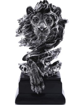 H&W Statue de Lion,Sculptures en Or,Figurines de Lion en résine de grès pour Hommes,Statues d'art abstraites pour Le Bureau,Le