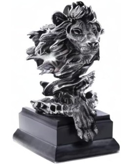 H&W Statue de Lion,Sculptures en Or,Figurines de Lion en résine de grès pour Hommes,Statues d'art abstraites pour Le Bureau,Le