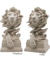 H&W Statue de Lion,Sculptures en Or,Figurines de Lion en résine de grès pour Hommes,Statues d'art abstraites pour Le Bureau,Le