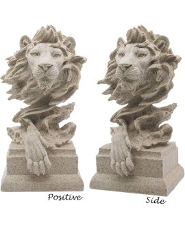 H&W Statue de Lion,Sculptures en Or,Figurines de Lion en résine de grès pour Hommes,Statues d'art abstraites pour Le Bureau,Le