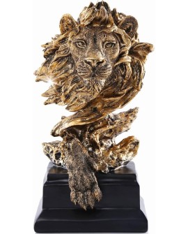 H&W Statue de Lion,Sculptures en Or,Figurines de Lion en résine de grès pour Hommes,Statues d'art abstraites pour Le Bureau,Le