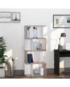 HOMCOM Bibliothèque étagère Meuble de Rangement Design Contemporain en S 5 étagères 60L x 24l x 185H cm Coloris chêne Blanc