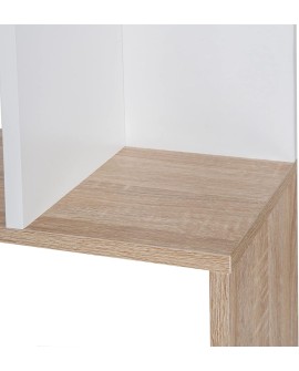 HOMCOM Bibliothèque étagère Meuble de Rangement Design Contemporain en S 5 étagères 60L x 24l x 185H cm Coloris chêne Blanc