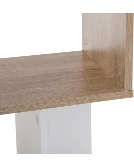 HOMCOM Bibliothèque étagère Meuble de Rangement Design Contemporain en S 5 étagères 60L x 24l x 185H cm Coloris chêne Blanc