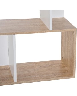 HOMCOM Bibliothèque étagère Meuble de Rangement Design Contemporain en S 5 étagères 60L x 24l x 185H cm Coloris chêne Blanc