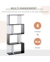 HOMCOM Bibliothèque étagère Meuble de Rangement Design Contemporain en S 5 étagères 60L x 24l x 185H cm Coloris chêne Blanc