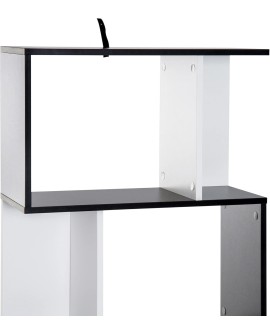 HOMCOM Bibliothèque étagère Meuble de Rangement Design Contemporain en S 5 étagères 60L x 24l x 185H cm Coloris chêne Blanc