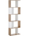 HOMCOM Bibliothèque étagère Meuble de Rangement Design Contemporain en S 5 étagères 60L x 24l x 185H cm Coloris chêne Blanc