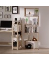 HOMCOM Bibliothèque étagère Meuble de Rangement Design Contemporain en S 5 étagères 60L x 24l x 185H cm Coloris chêne Blanc