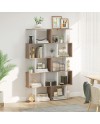 HOMCOM Bibliothèque étagère Meuble de Rangement Design Contemporain en S 5 étagères 60L x 24l x 185H cm Coloris chêne Blanc