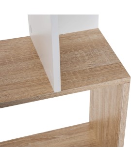 HOMCOM Bibliothèque étagère Meuble de Rangement Design Contemporain en S 5 étagères 60L x 24l x 185H cm Coloris chêne Blanc