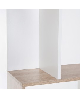 HOMCOM Bibliothèque étagère Meuble de Rangement Design Contemporain en S 5 étagères 60L x 24l x 185H cm Coloris chêne Blanc