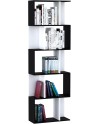 HOMCOM Bibliothèque étagère Meuble de Rangement Design Contemporain en S 5 étagères 60L x 24l x 185H cm Coloris chêne Blanc