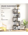 HOMCOM Bibliothèque étagère Meuble de Rangement Design Contemporain en S 5 étagères 60L x 24l x 185H cm Coloris chêne Blanc
