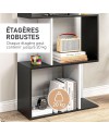 HOMCOM Bibliothèque étagère Meuble de Rangement Design Contemporain en S 5 étagères 60L x 24l x 185H cm Coloris chêne Blanc