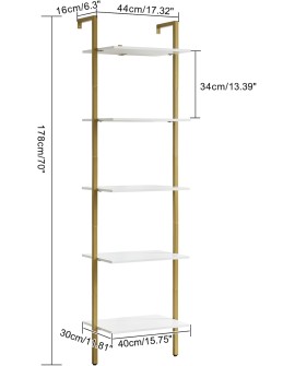 YMYNY Étagère Échelle, Bibliothèque 5 Niveaux, Meuble de Rangement pour Livres, Décorations, Étagère Murale Flottante