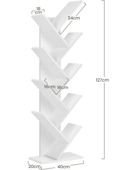 EUGAD Bibliothèque de Rangement Étagère de Rangement Étagère de Sol 8 Niveaux 40x20x127cm,Blanc 0011SHG
