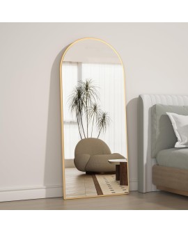 CASSILANDO Miroir Pleine Longueur, 165x60cm Miroir voûté, Miroir de Sol avec Support, Miroir Complet du Corps, Suspendu ou