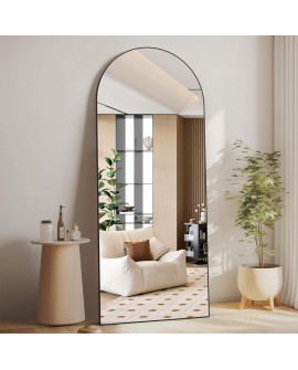 CASSILANDO Miroir Pleine Longueur, 165x60cm Miroir voûté, Miroir de Sol avec Support, Miroir Complet du Corps, Suspendu ou