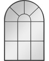 HOMCOM Miroir Mural arqué 70 x 50 cm, Miroir verrière Arche Style Industriel, Miroir de fenêtre arqué avec Cadre métallique,