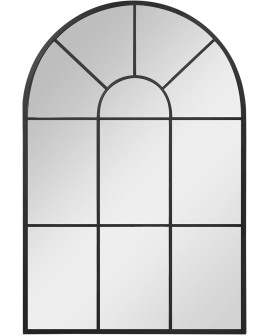 HOMCOM Miroir Mural arqué 70 x 50 cm, Miroir verrière Arche Style Industriel, Miroir de fenêtre arqué avec Cadre métallique,