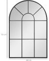 HOMCOM Miroir Mural arqué 70 x 50 cm, Miroir verrière Arche Style Industriel, Miroir de fenêtre arqué avec Cadre métallique,