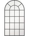 HOMCOM Miroir Mural arqué 70 x 50 cm, Miroir verrière Arche Style Industriel, Miroir de fenêtre arqué avec Cadre métallique,