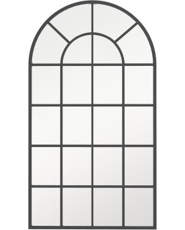 HOMCOM Miroir Mural arqué 70 x 50 cm, Miroir verrière Arche Style Industriel, Miroir de fenêtre arqué avec Cadre métallique,