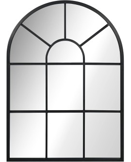 HOMCOM Miroir Mural arqué 70 x 50 cm, Miroir verrière Arche Style Industriel, Miroir de fenêtre arqué avec Cadre métallique,