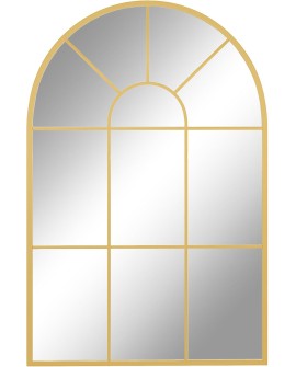 HOMCOM Miroir Mural arqué 70 x 50 cm, Miroir verrière Arche Style Industriel, Miroir de fenêtre arqué avec Cadre métallique,