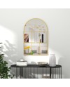 HOMCOM Miroir Mural arqué 70 x 50 cm, Miroir verrière Arche Style Industriel, Miroir de fenêtre arqué avec Cadre métallique,