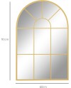 HOMCOM Miroir Mural arqué 70 x 50 cm, Miroir verrière Arche Style Industriel, Miroir de fenêtre arqué avec Cadre métallique,